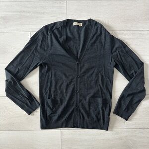 Lanvin X H&M Grey Marino Wool Button Down Cardigan with Pockets size Small